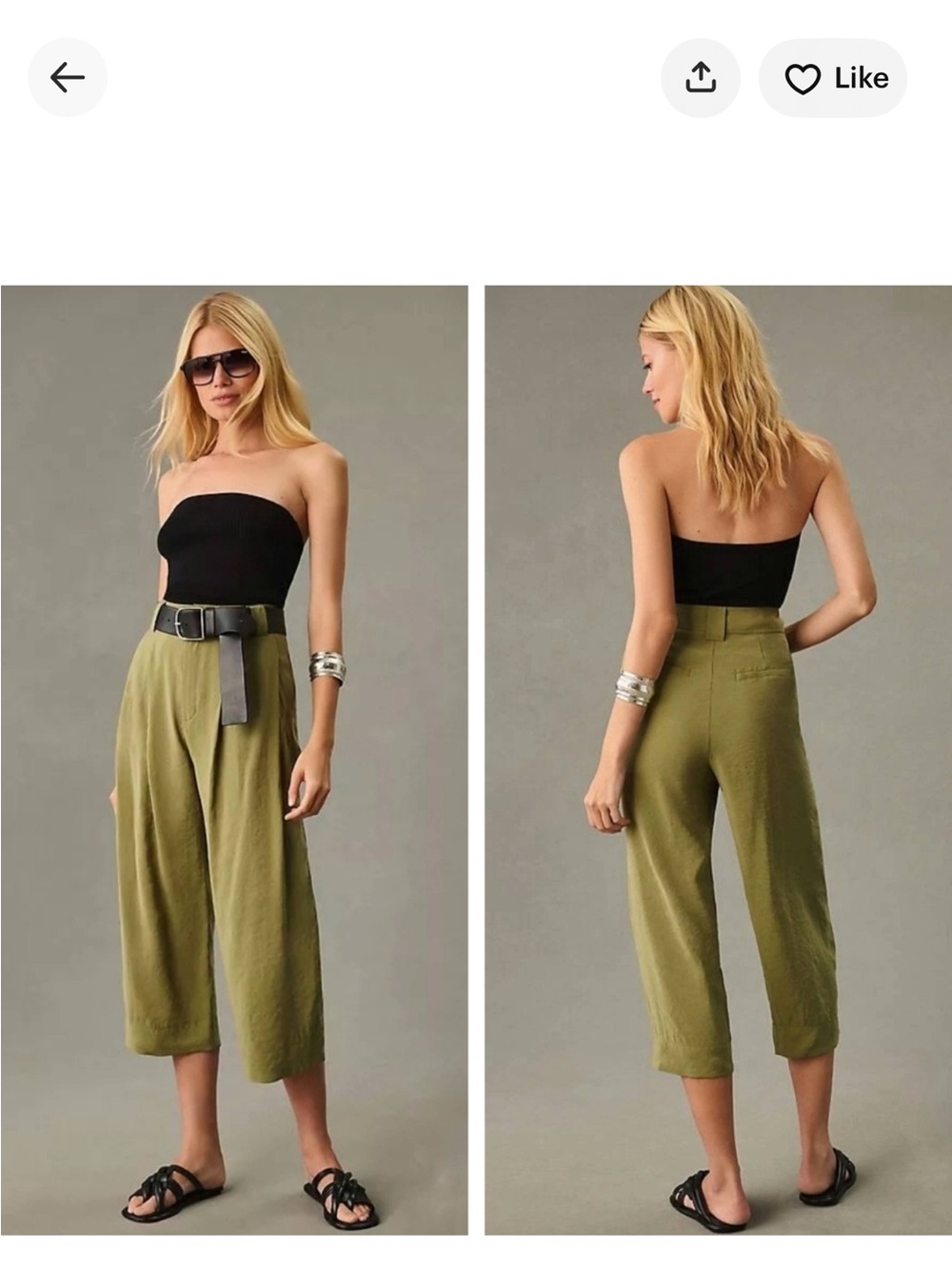 Anthropologie Olive Green Pleated women lightweight pants trousers!